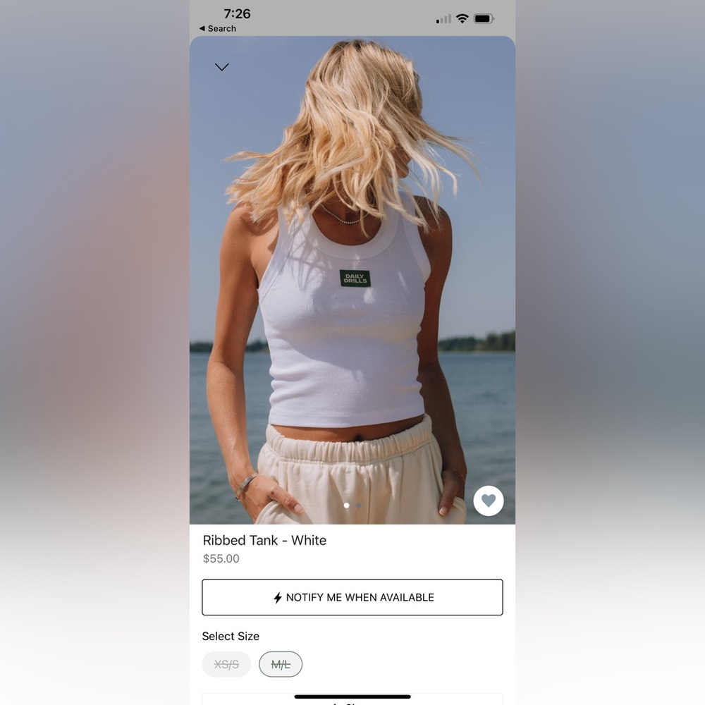 DAILY DRILLS RIBBED TANK NWT